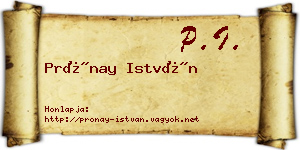 Prónay István névjegykártya