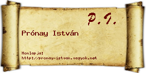 Prónay István névjegykártya
